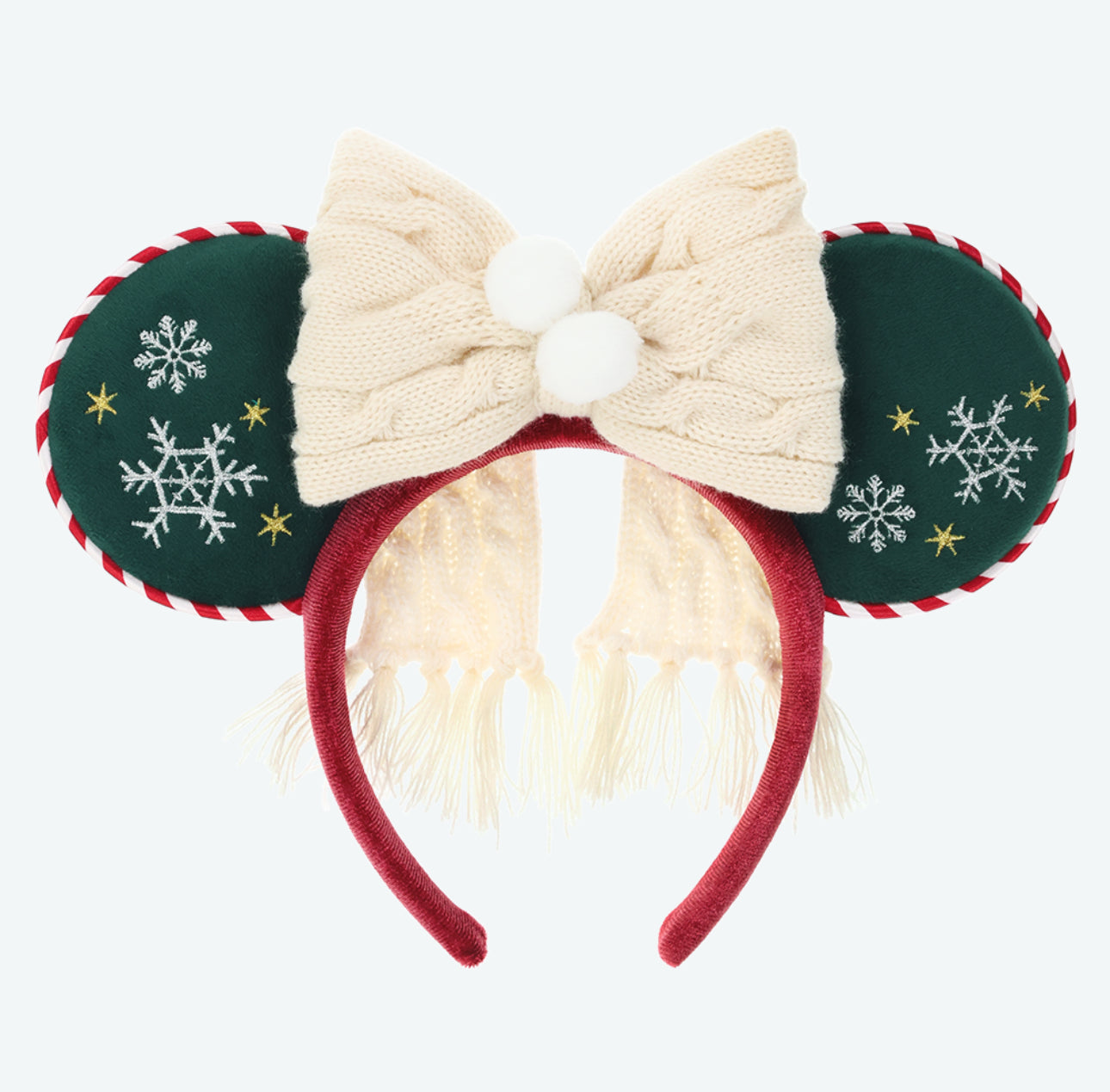 TDR - 2025 Mickey & Friends "Holly Jolly Christmas" Collection x Minnie Mouse Ear Headband with Knit Bow (Release Date: Nov 10, 2025)