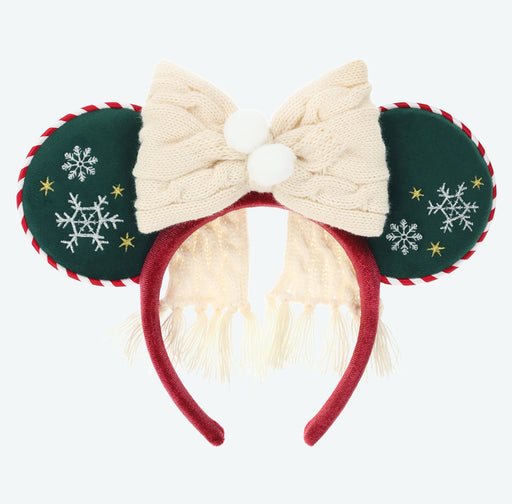 TDR - 2025 Mickey & Friends "Holly Jolly Christmas" Collection x Minnie Mouse Ear Headband with Knit Bow (Release Date: Nov 10, 2025)
