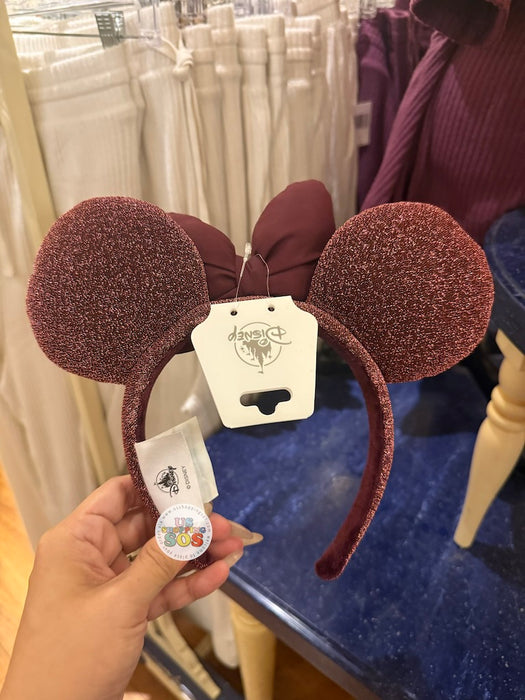 DLR/WDW -  Minnie Burgundy Bow Sparkly Ear Headband