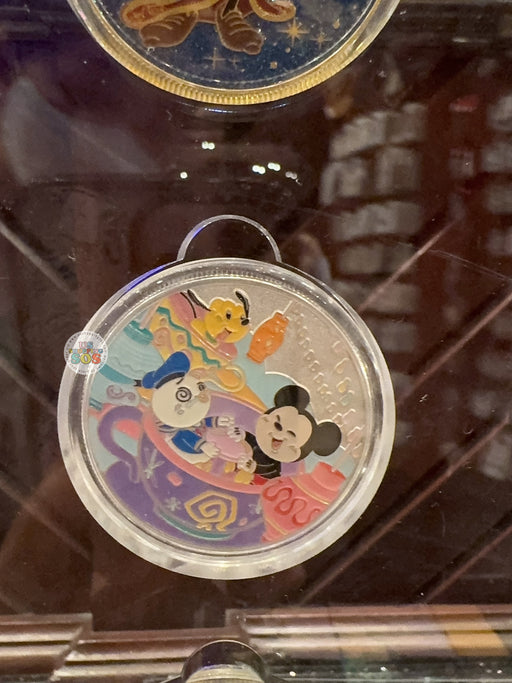 HKDL - Gold Medallion Coin x "Mickey Mouse, Donald Duck & Pluto Mad Hatter Tea Cups"