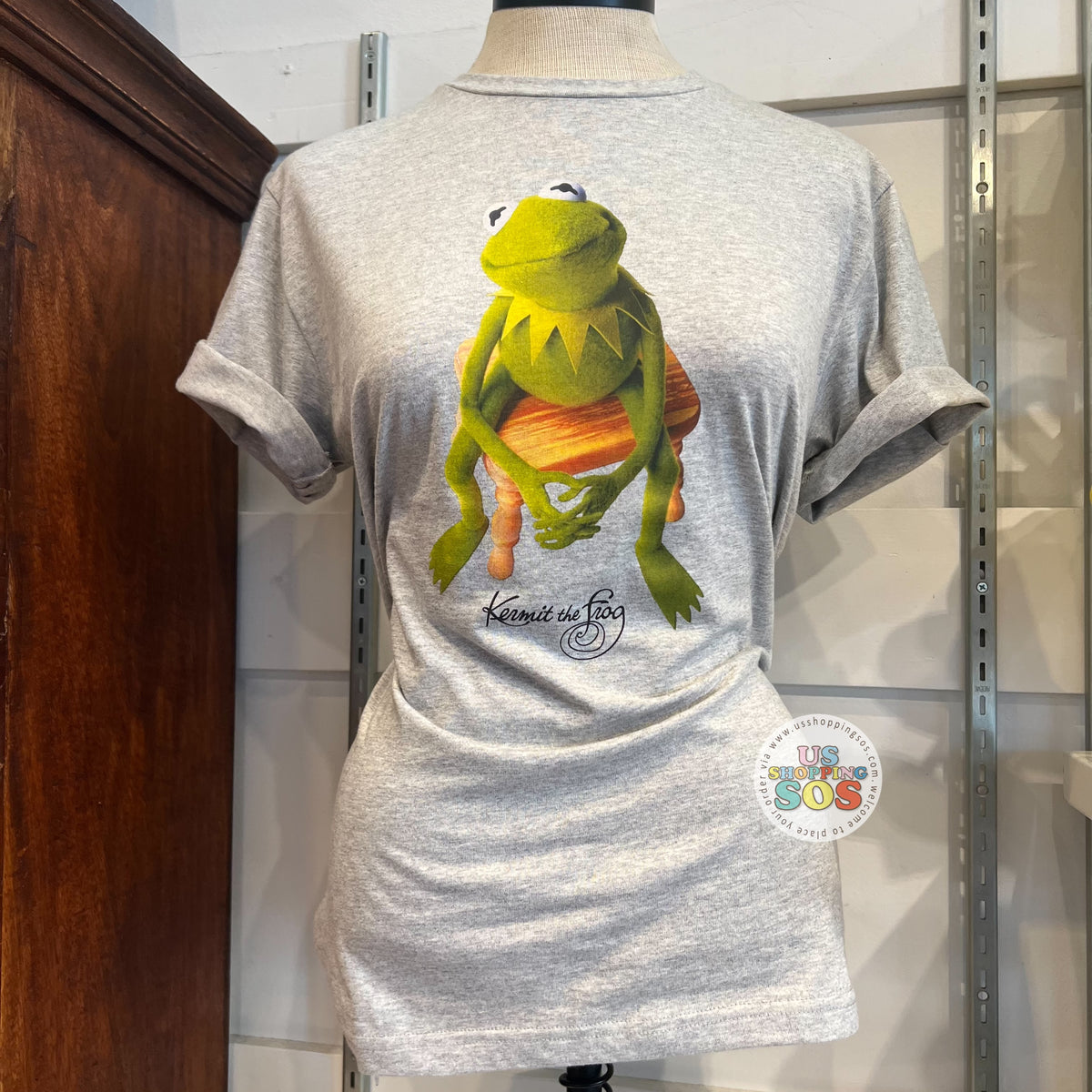 DLR - The Graphic Frog (Adult) Muppets Heather — Grey T-shirt Kermit the USShoppingSOS