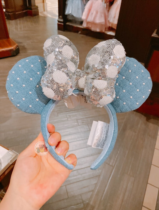 SHDL - Minnie Mouse Pearl Quilted Denim Sequin Ear Headband