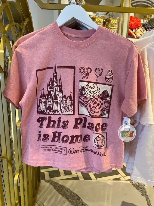 DLR/WDW - Park Logo This Place is Home Pink T-shirt (Adult)