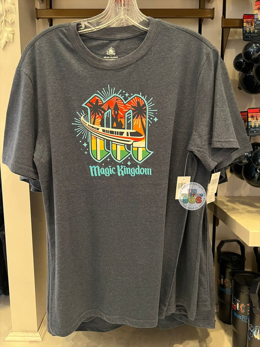 WDW - Magic Kingdom 2026 - Monorail Crew Neck Heather Navy T-shirt (Adult)