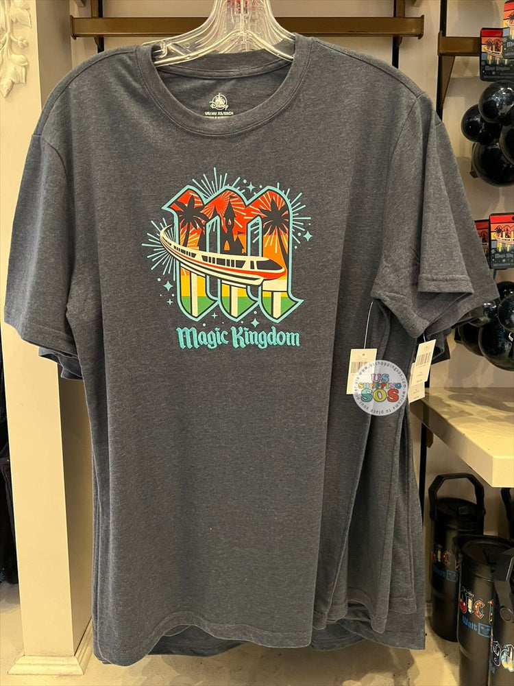 WDW - Magic Kingdom 2026 - Monorail Crew Neck Heather Navy T-shirt (Adult)