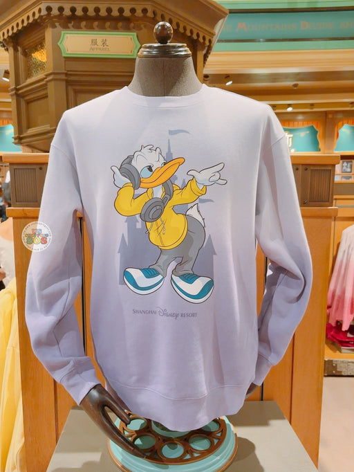 SHDL - Donald Duck "Listening to Music" & Sleeping Beauty Castle Gradient Colors Sweatshirt for Adults