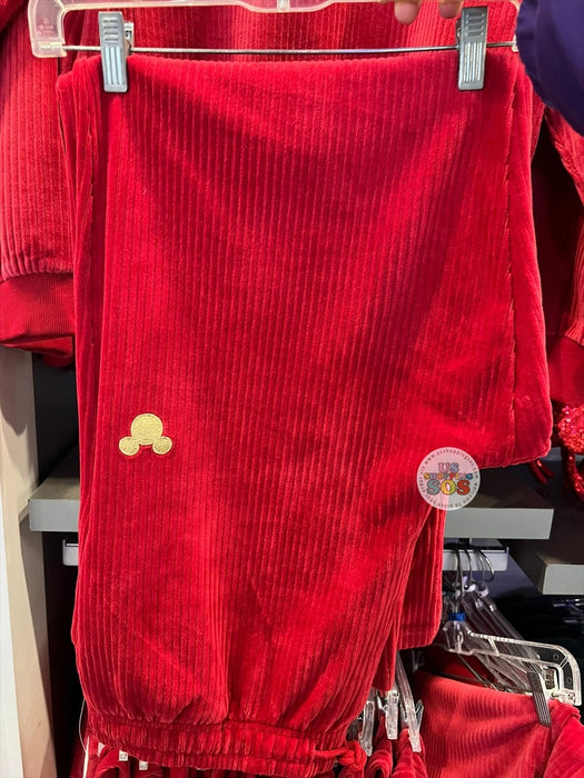 DLR/WDW - Christmas 2025 - Embroidered Mickey Icon Red Corduroy Lounge Pants (Adult)