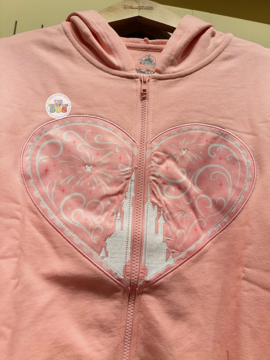 HKDL - 2026 Hong Kong Disneyland Castle & Heart Zip Hoodie for Adults (Color: Pink)