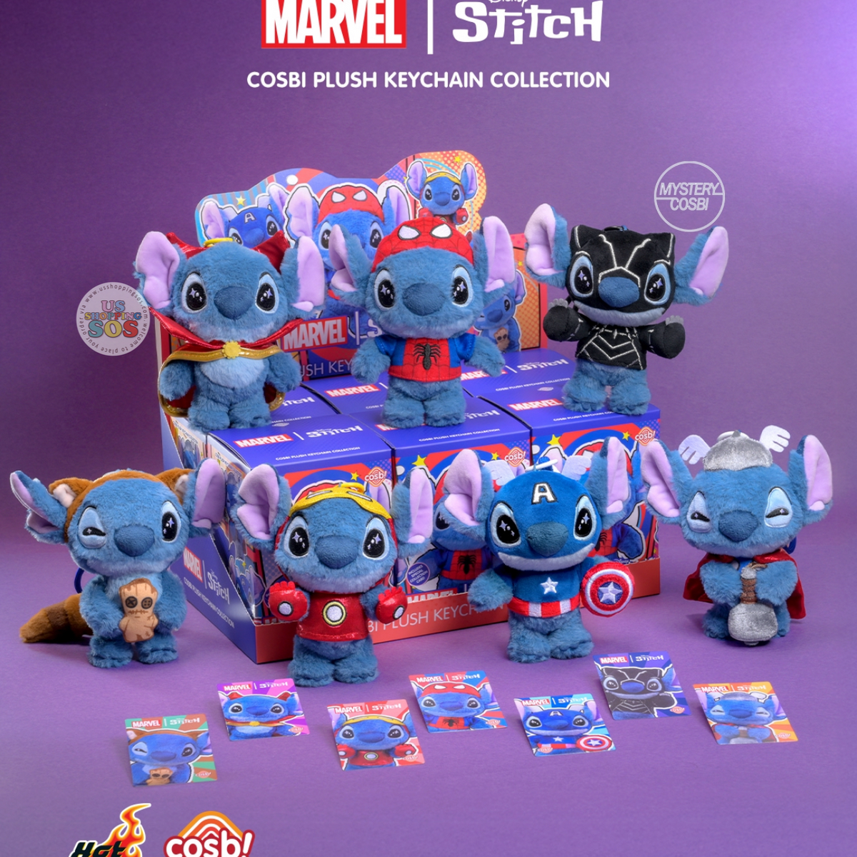 ク*キ様 MARVEL STITCH COSBI COLLECTION 8体セッ Hot Toy Cosbi - Marvel Stitch Blind Box Plush Keychain (Release