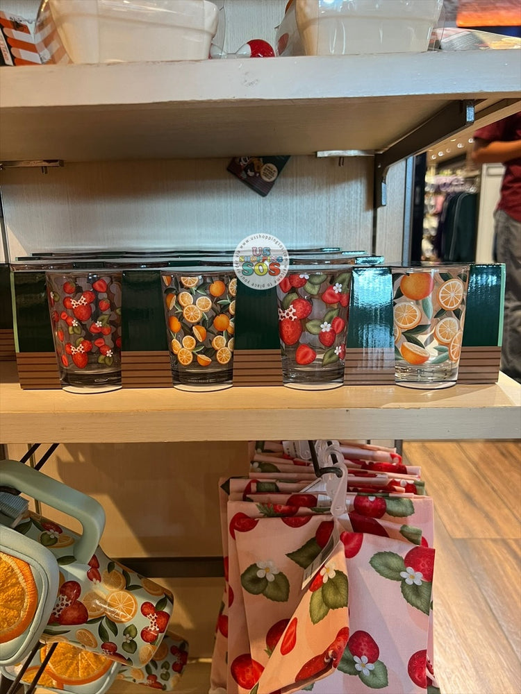 DLR/WDW - Mickey & Minnie's Fruit Stand 2026 - Orange & Strawberry Glass Set of 4