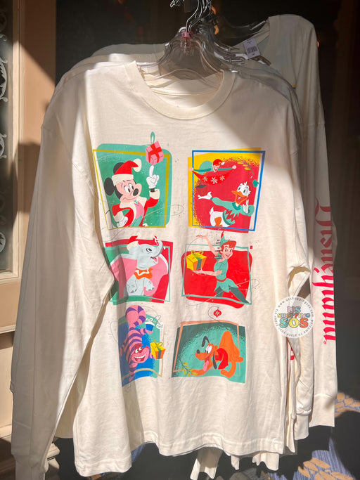 DLR - Christmas 2023 - Mickey & Classic Characters “Disneyland” Long Sleeve Cream T-shirt (Adult)