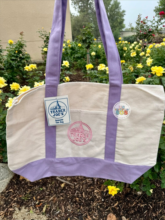 Trader Joe’s - Logo Lavender Strap Reusable Canvas Tote Bag