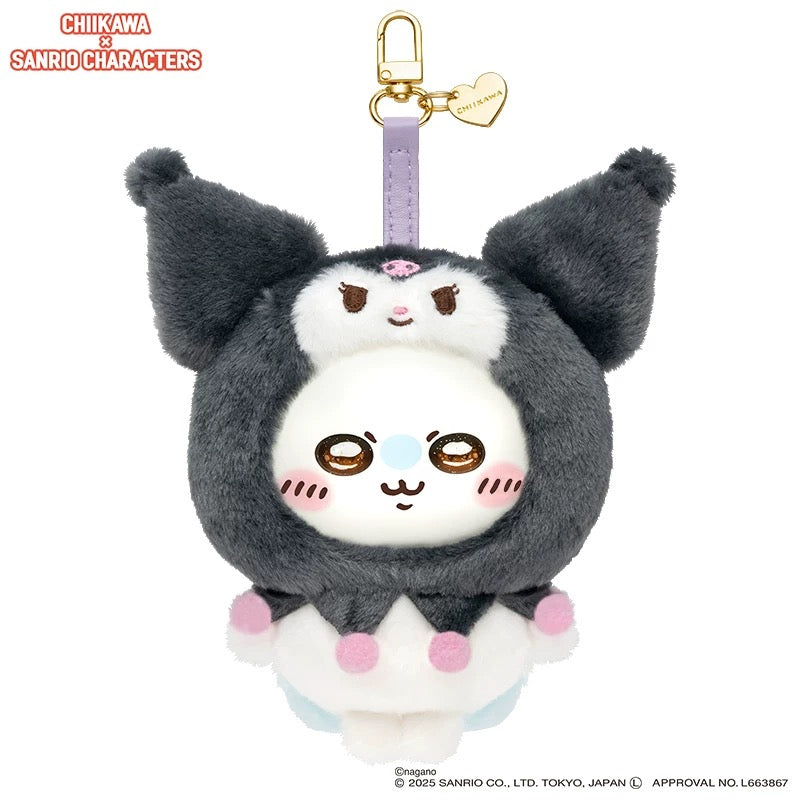 MINISO - Chiikawa x Sanrio Characters Vinyl Plush Pendant x Kuromi + Momonga