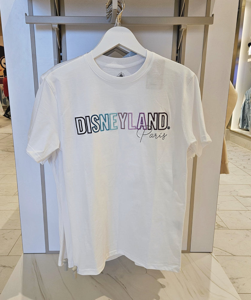 DLP - “Paris Disneyland” Letters Embroidered T Shirt Color: White (Adults)