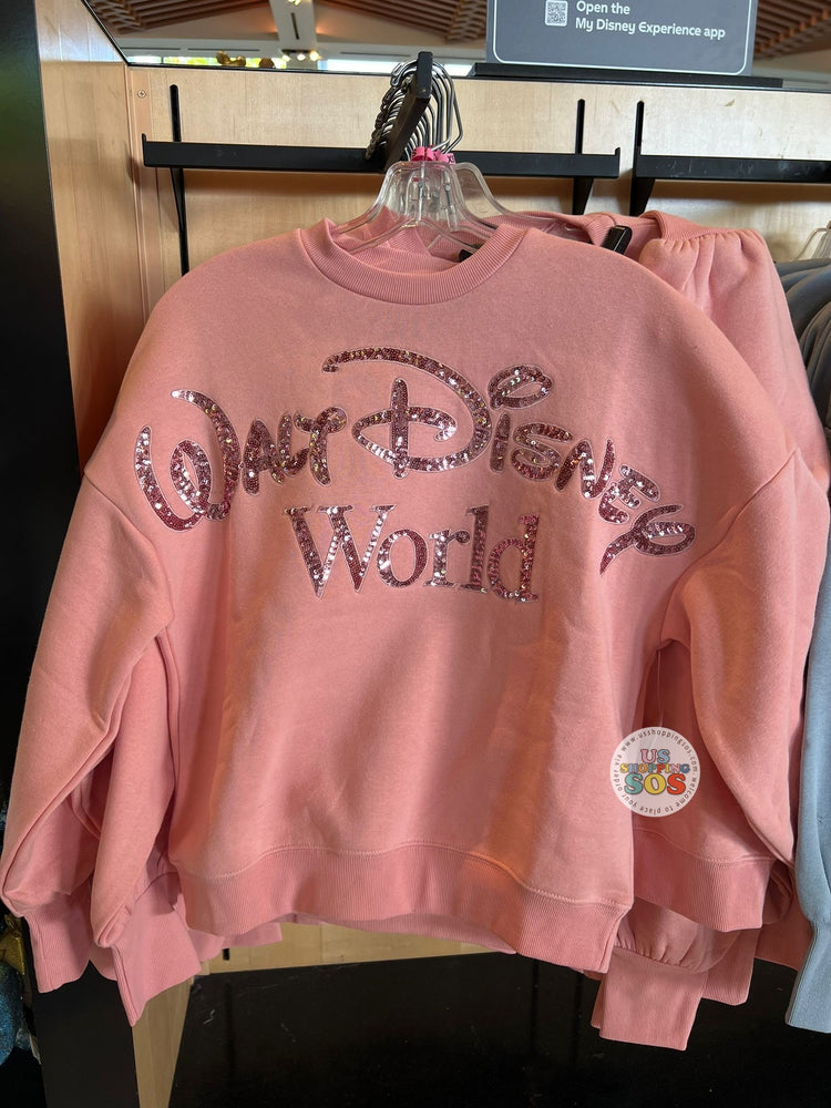 DLR/WDW - Sequin Park Logo Drop Shoulder Rose Pink Pullover (Adult)