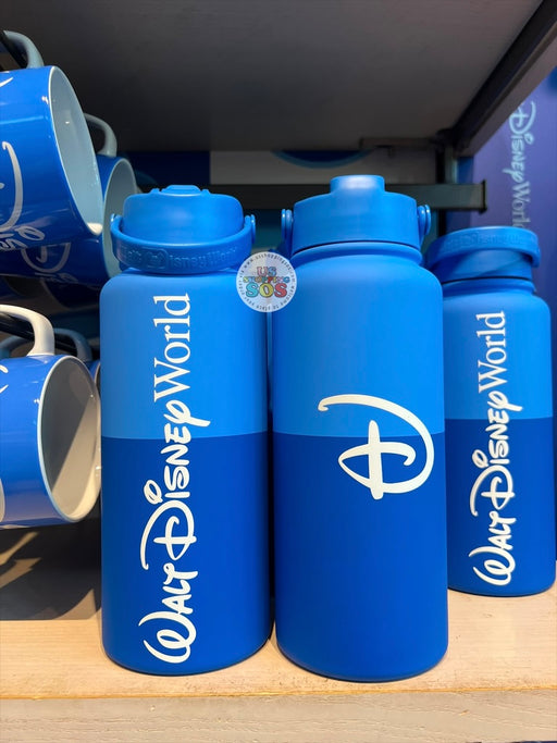 DLR/WDW - Logo Mania 2026 Last Day of Trip Blues - Cobalt Blue Park Logo Stainless Steel Water Bottle 1L