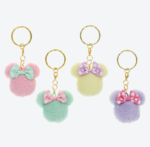 TDR - Fluffy Minnie Mouse Head Keychain/Keycharm Set of 4