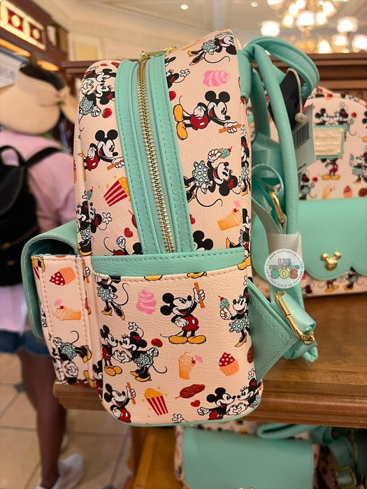 DLR/WDW - Loungefly Mickey & Minnie Snack Fun Cream/Mint Backpack
