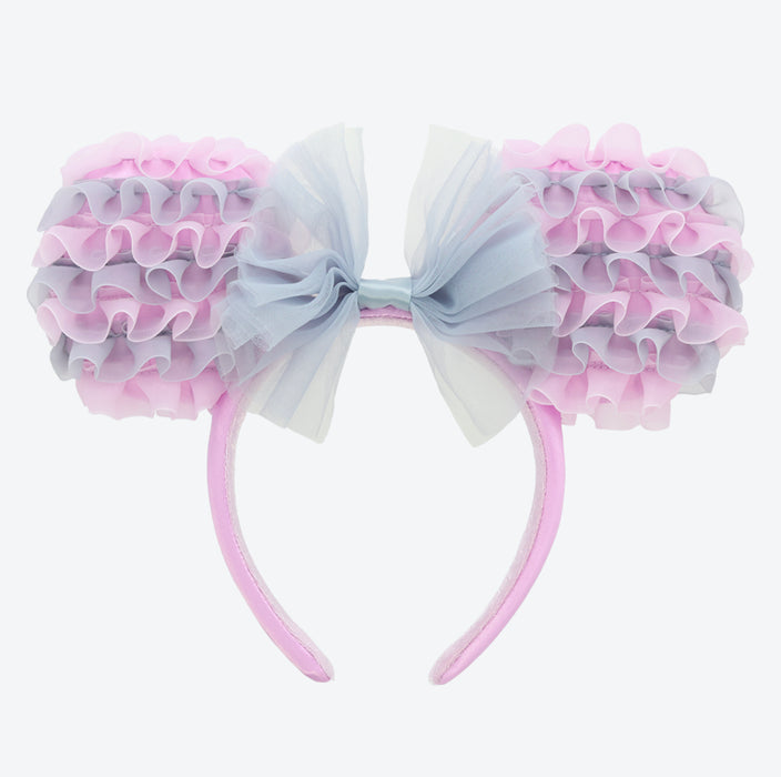TDR - Minnie Mouse Ruffle ‘Pink & Geey’ Ears Headband (Release Date: Apr 17, 2025)