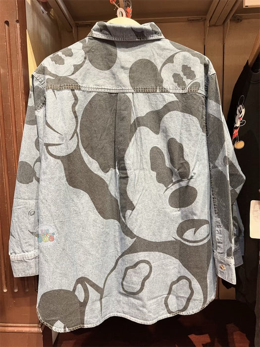 HKDL -  Mickey Mouse All Over Print Denim Shirt for Adults