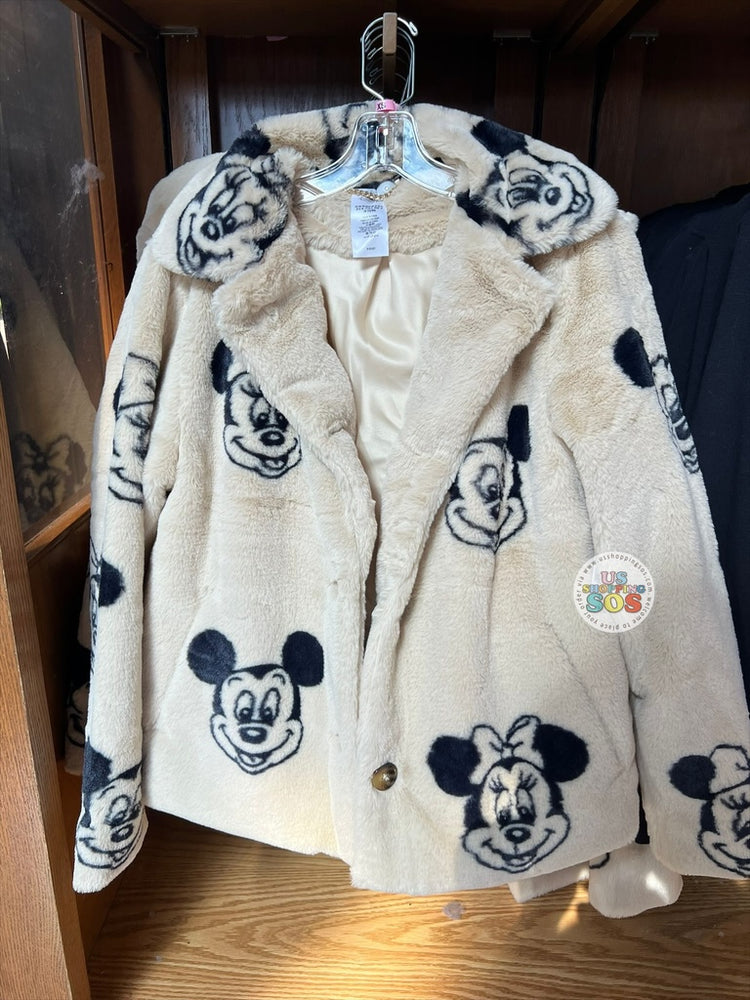 DLR/WDW - Mickey & Minnie Face Icon Cream Sherpa Jacket (Adult)