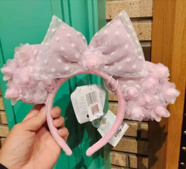 SHDL - Valentine Rosebud White Hearts Minnie Ears Headband