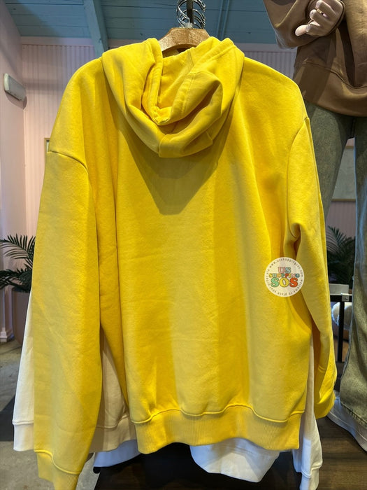 DLR/WDW - Minnie Flower Hat Sherpa Icon Park Logo Yellow Hoodie Pullover (Adult)