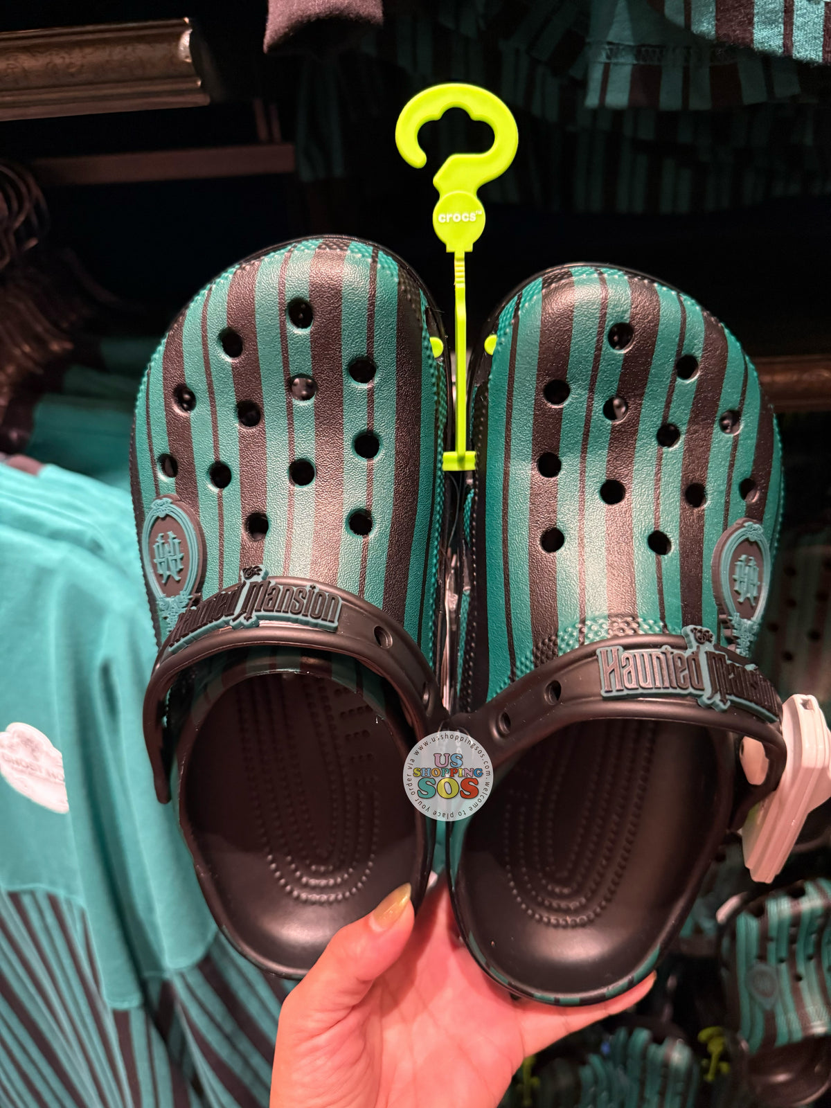 Disney Haunted Mansion Crocs M7/W9 Disney The Haunted Mansion Wallpaper Clogs for Adults by  main image 2