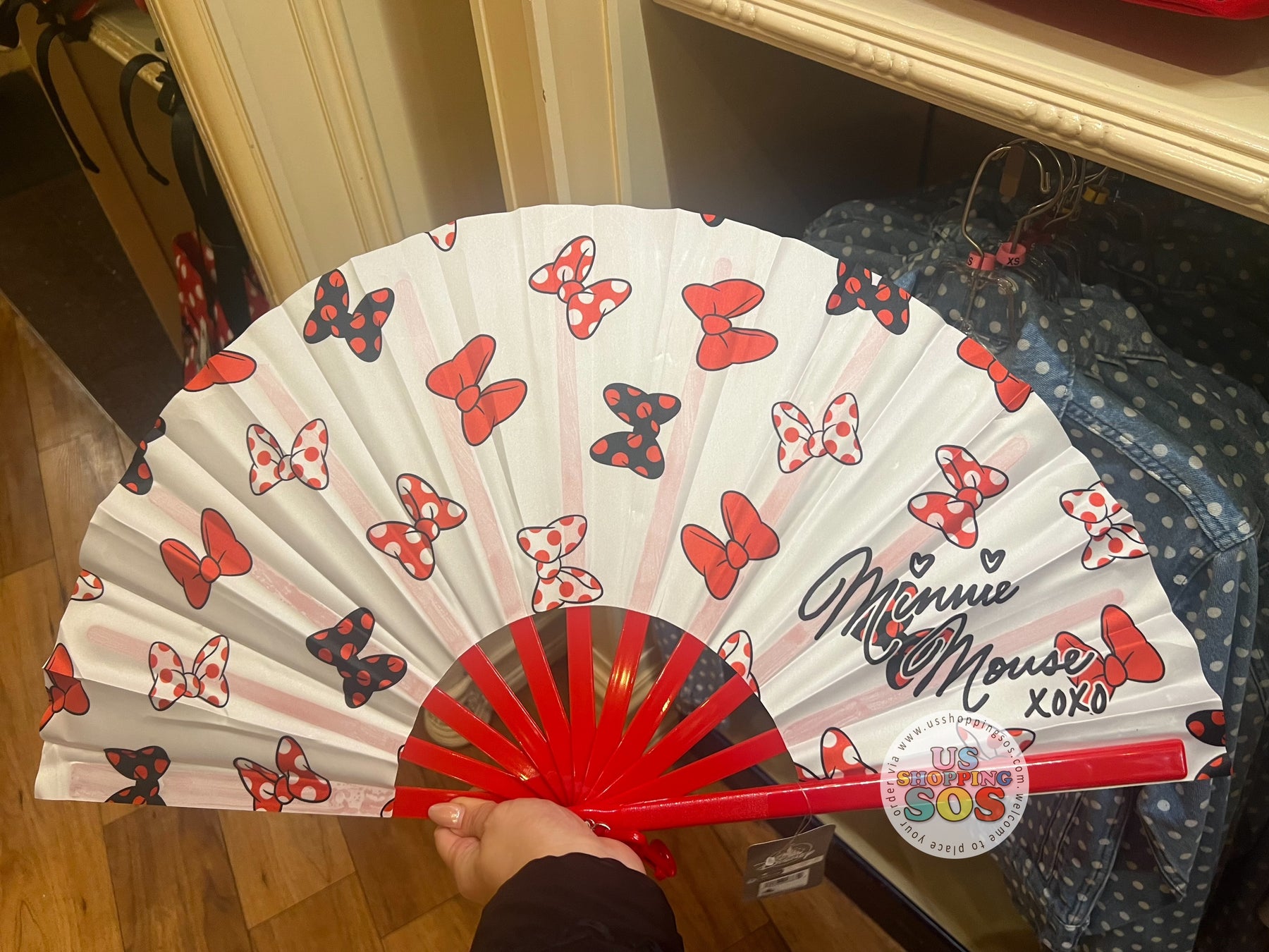 DLR/WDW - Minnie Mouse Bow All-Over-Print Hand Fan