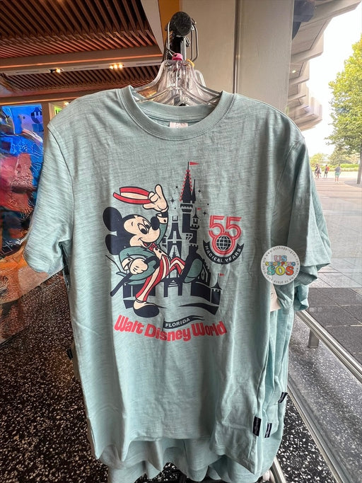 WDW - Walt Disney World 55th Anniversary - Mickey Attraction-List Light Blue Tee (Adult)