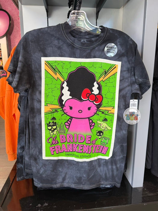 Universal Studios - Halloween Sanrio - Hello Kitty the Bride of Frankenstein Tie-Dye Blacklight Reactive T-shirt (Adult)