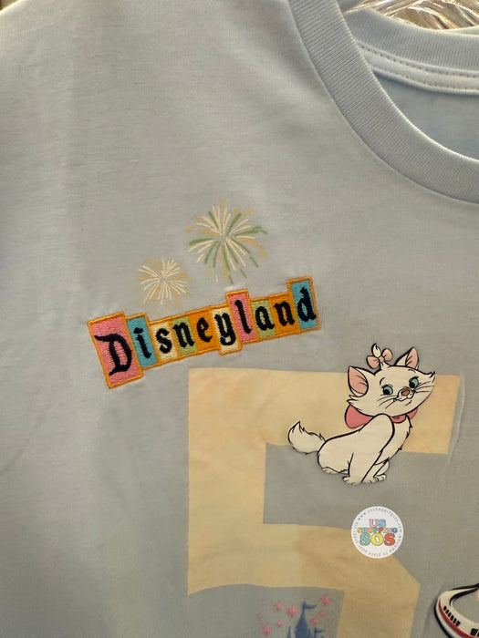 DLR/WDW - Marie Castle Monorail Park Logo Embroidered Baby Blue T-shirt (Adult)