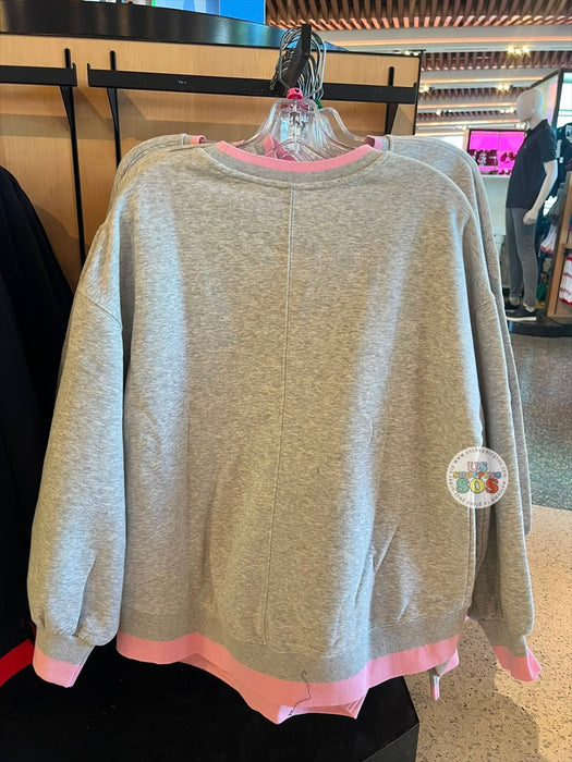 DLR/WDW - Minnie Park Logo Contrast Band Heather Grey/Pink Pullover (Adult)