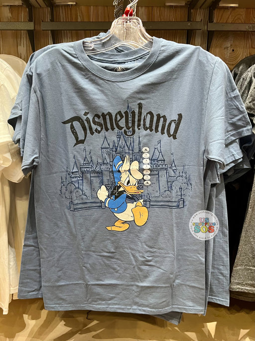 DLR - Donald Duck “Disneyland” Castle Heather Blue Graphic Tee (Adult)