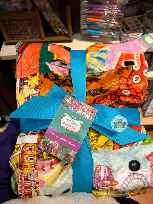 DLR/WDW - Vintage Park Maps & Brochure Icons - 50” x 60” Blanket Throw