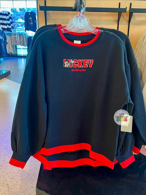 DLR/WDW - Mickey Park Logo Contrast Band Black/Red Pullover (Adult)