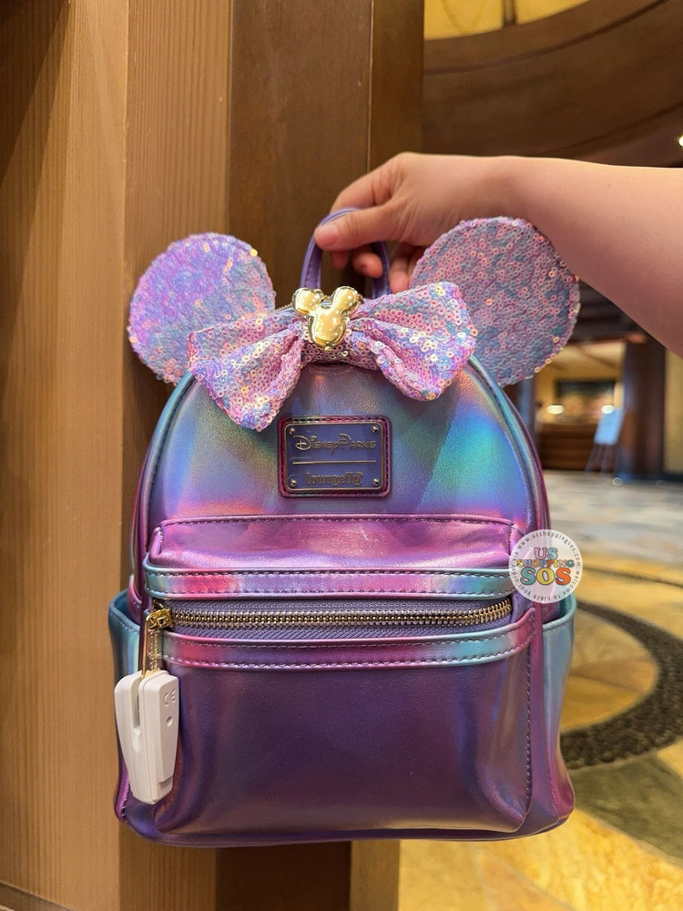 HKDL - 20th Anniversary Grand Celebration - Loungefly Minnie Iridescent Lilac Aurora Ear Backpack