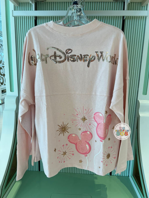 DLR/WDW - Spirit Jersey Mickey Balloon Gold Sequie Pink Pullover (Youth)