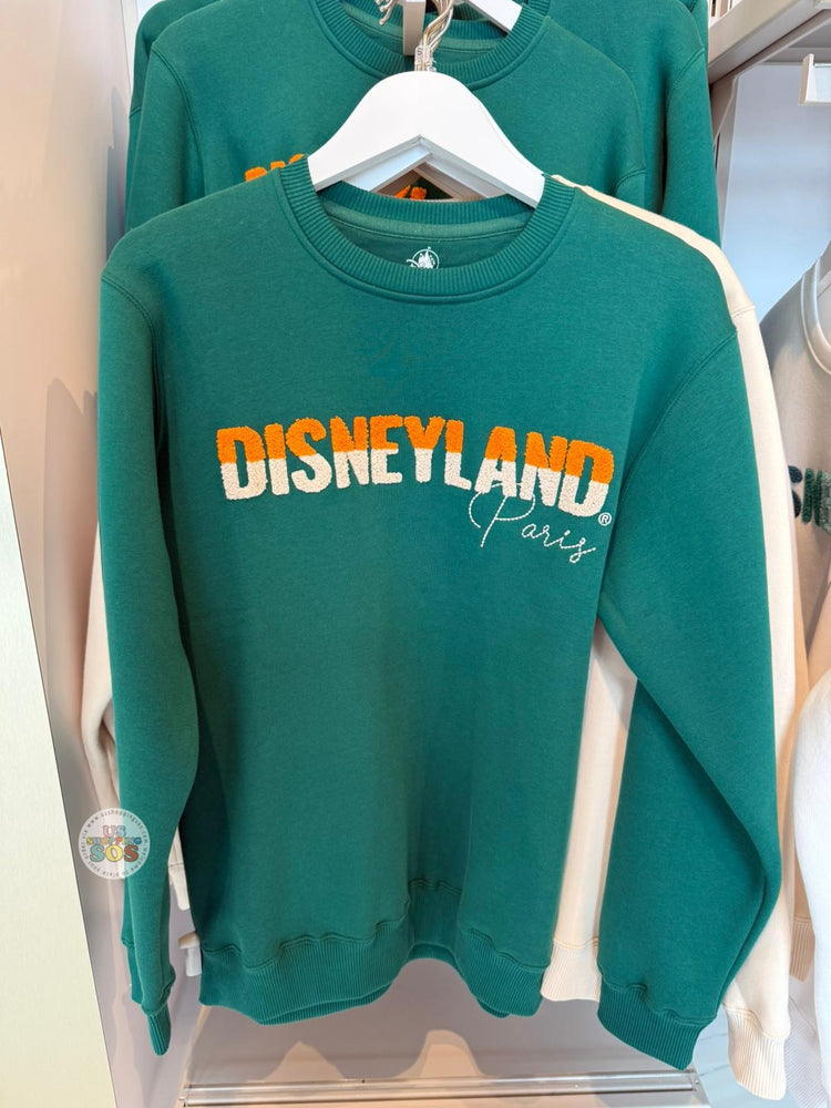 DLP - “Paris Disneyland” Letters Embroidered Pullover Sweatshirt Color: Green (Adults)