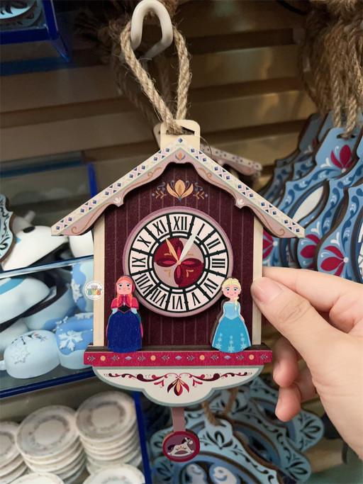 HKDL - World of Frozen Anna & Elsa Wall Clock Shaped Wooden Ornament