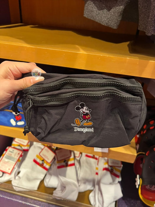 DLR/WDW - Classic Mickey Park Logo Embroidered Black Fanny Pack