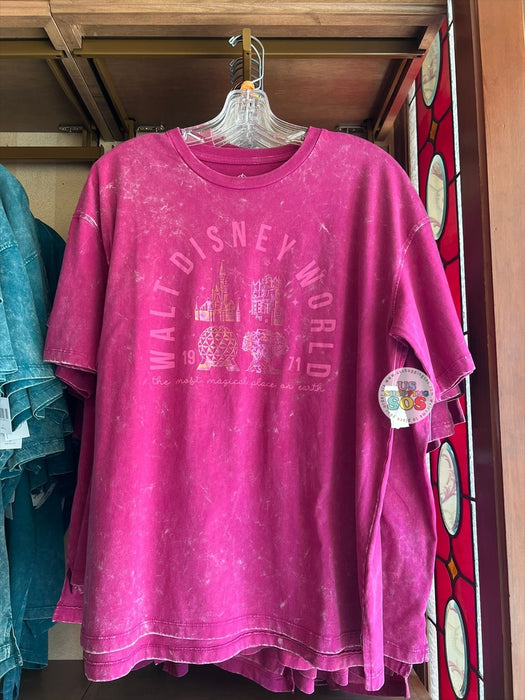 DLR/WDW - 2026 Walt Disney World 4-Park Icon Hot Pink Vintage Wash Tee (Adult)