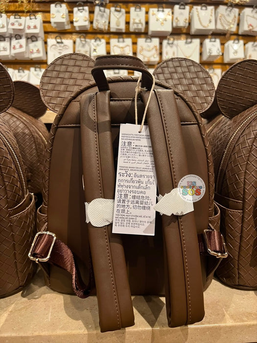 DLR/WDW - Loungefly Mickey Ear Chocolate Intrecciato Pleather Backpack