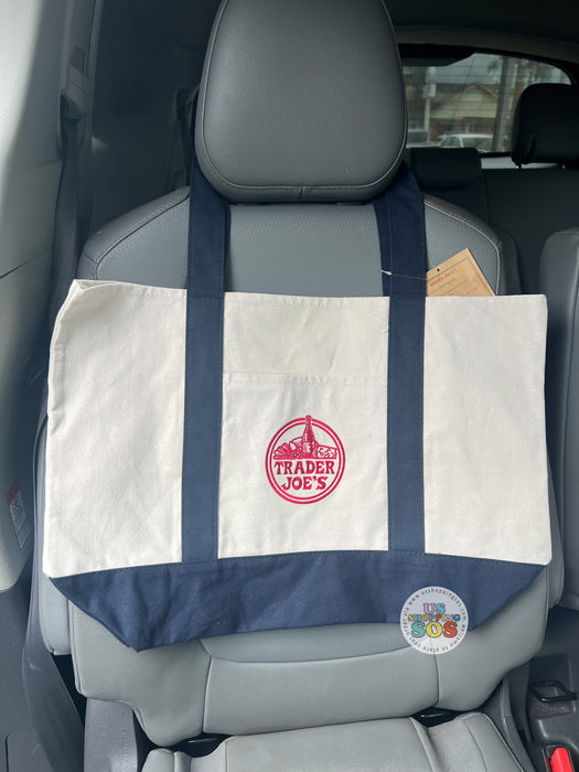 Trader Joe’s - Logo Blue Strap Reusable Canvas Tote Bag