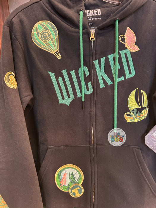 Universal Studios - Wicked - Logo & Icon Black Hoodie Zip Jacket (Adult)