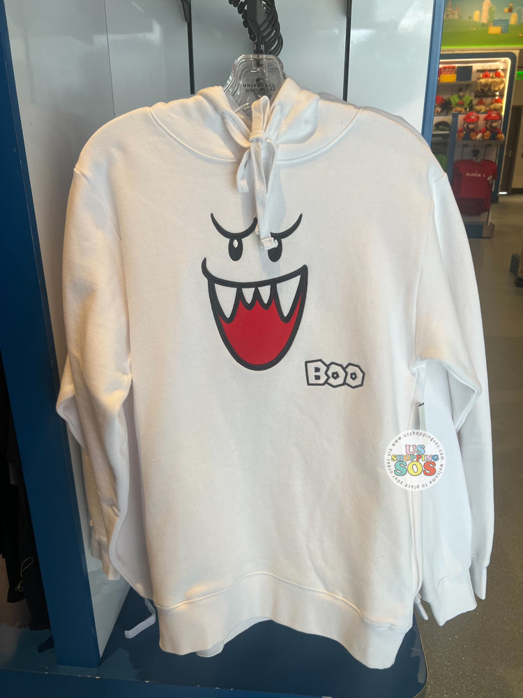 Universal Studios - Super Nintendo World l - Boo Big Face White Hoodie Pullover (Adult)