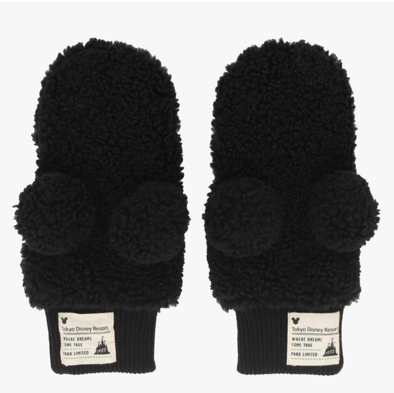 TDR - Fluffy Fluffy Cute Gentle Colors x Mickey Mouse Gloves for Adults (Color: Black)