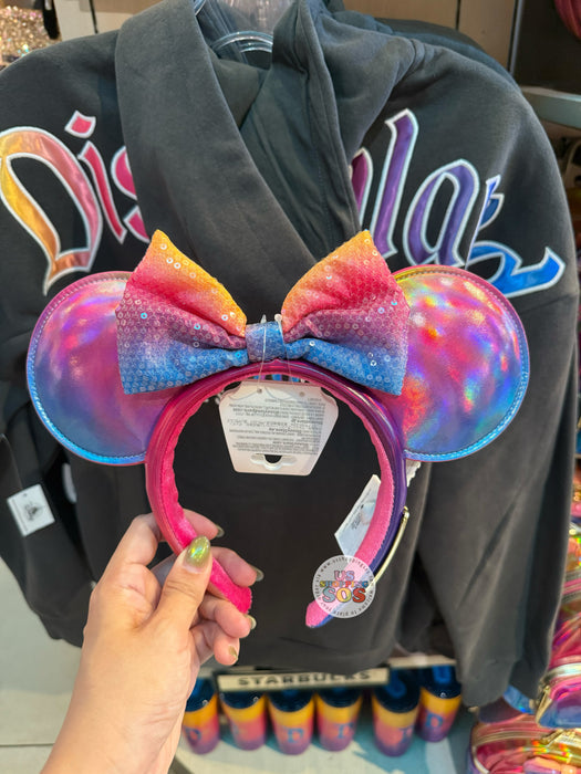 DLR - Disneyland 70th Celebration - Candy Iridescent Sequin Bow Ear Headband