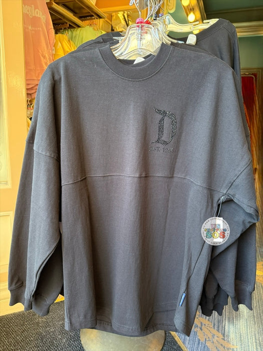 DLR/WDW - Spirit Jersey Disneyland Marquee Rhinestone Black Pullover (Adult)