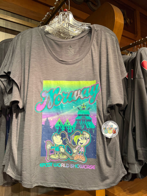 WDW - Epcot World Showcase Norway 🇳🇴 - Mickey and Minnie Aurora Time 2025 - Grey T-shirt (Adult)